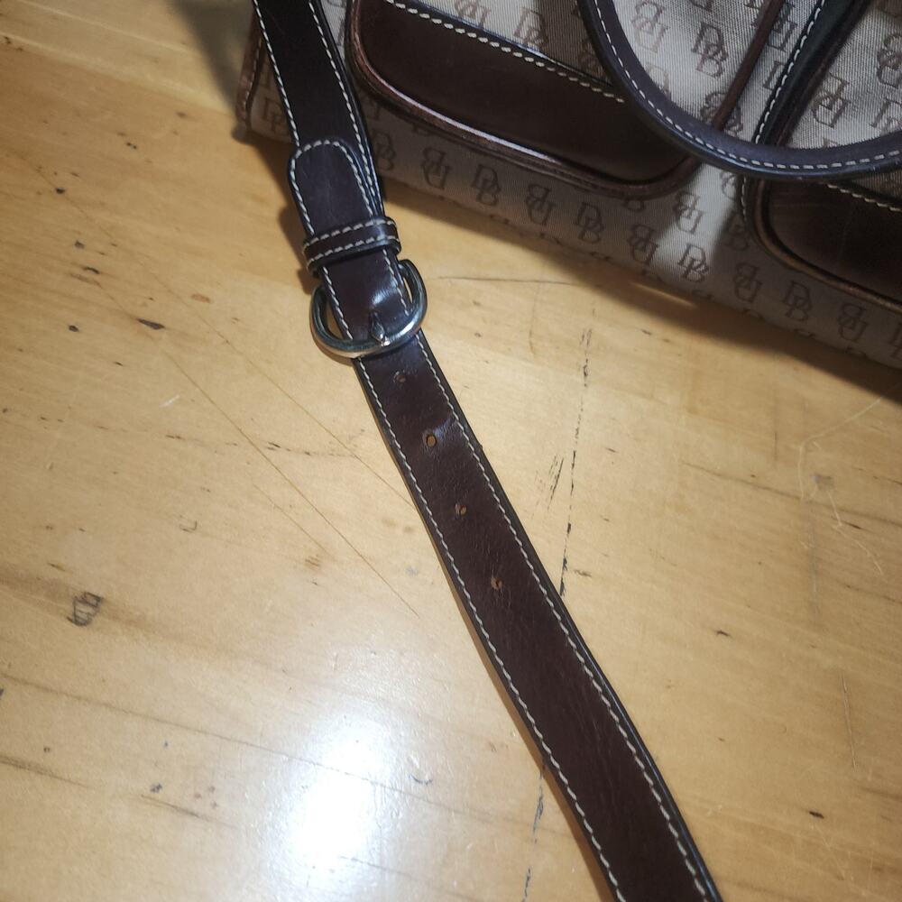 DOONEY & BURKE Monogram Signature Satchel Shoulder Bag Brown Leather - Picture 13 of 14